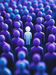 Glowing figure standing out from crowd	