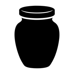 A simple black silhouette illustration of a closed jar with a lid
