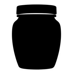 A black silhouette of a simple glass jar with a lid