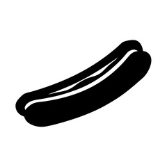 A Simple Black and White Icon of a Delicious Hot Dog in a Bun