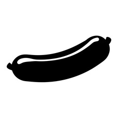 A Simple Black Silhouette of a Delicious Hot Dog Ready to Eat