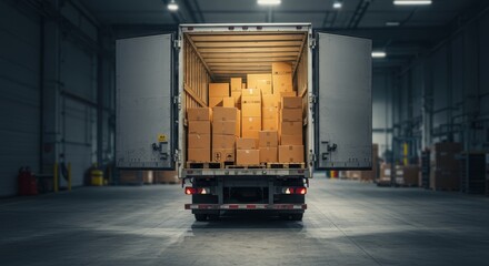 Warehouse Loading Dock: Supply Chain Transport Preparation - Efficient logistics, cargo shipment, warehouse operations, supply chain management, distribution process