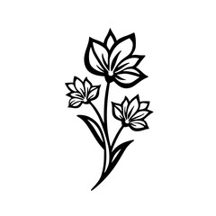 Elegant Black & White Floral Illustration on White Background