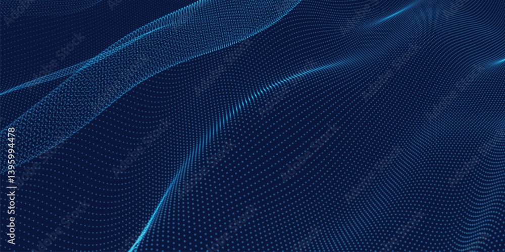 Poster futuristic dot wave. abstract digital particle wave. technology background. colored musical wave. da