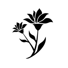 Elegant Black Lily Silhouette on White Background