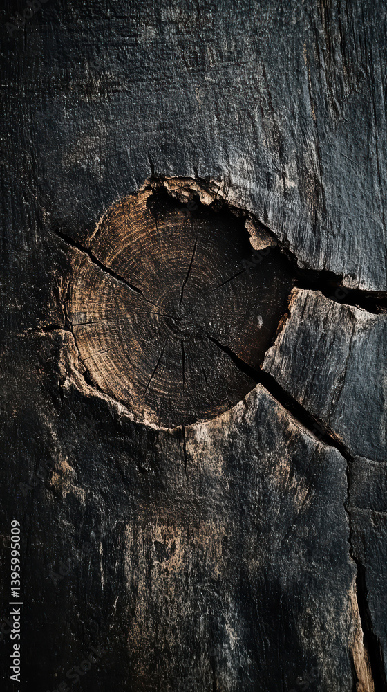 Poster rustic timber's story: a close-up, vertically oriented shot showcasing the rugged texture and intrig
