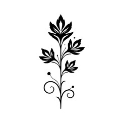 Elegant Black and White Floral Silhouette Design, Vector Illustration