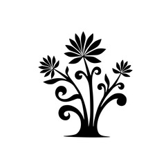 Elegant Black & White Floral Ornament Vector, Minimalist, Decorative, Design Element