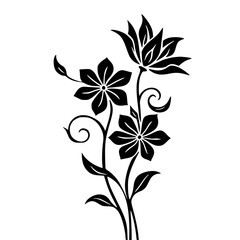 Elegant Black Floral Illustration on White Background