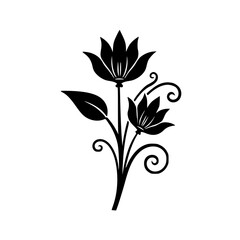 Elegant Black & White Floral Silhouette: Decorative Vector Illustration