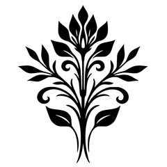 Elegant Black Floral Design on White: Vector Ornament for Decor