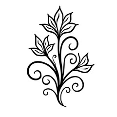 Obraz premium Elegant Black Floral Design on White Background