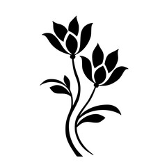 Elegant Black Floral Silhouette on White Background