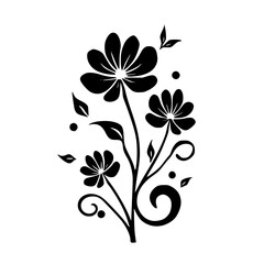 Elegant Black and White Floral Vector Design on White Background