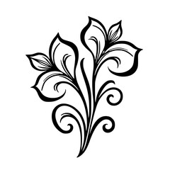 Elegant Black & White Floral Vector: Decorative Design Element