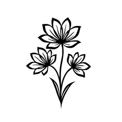 Minimalist Black & White Floral Illustration - Wedding, Design Element