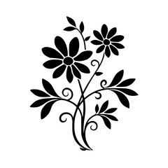 Elegant Black Floral Illustration on White Background