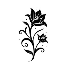 Elegant Black Floral Silhouette on White: Vector Design Element