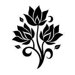Elegant Black Lotus Flower Vector Design