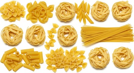 A Culinary Journey Through Pasta Shapes - A delightful array of pasta showcasing various shapes, textures, and culinary possibilities. Italian cuisine, food , delicious, noodles, variety