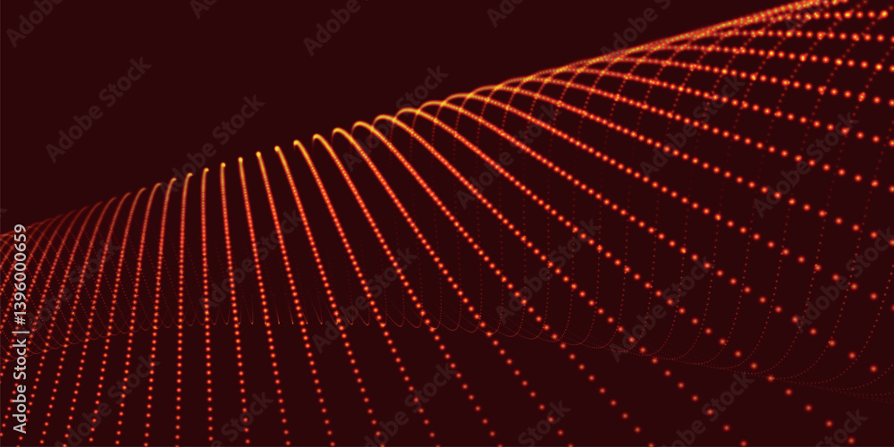 Poster futuristic dot wave. abstract digital particle wave. technology background. colored musical wave. da