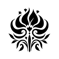 Elegant Floral Ornament Vector in Black and White