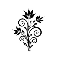 Elegant Black & White Floral Design: Swirls & Flourishes on White