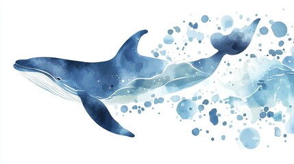 Obraz premium Whale & Calf in Ocean