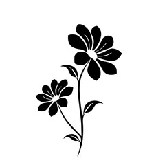 Black and White Floral Silhouette: Elegant and Minimalist Design