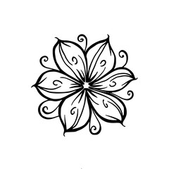 Black and White Floral Mandala: Hand-Drawn, Minimalist Art