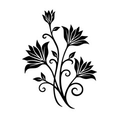 Elegant Black Floral Silhouette, Minimalist Vector Illustration