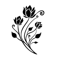 Elegant Black Lotus Flower Silhouette on White