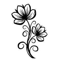 Elegant Black and White Floral Illustration