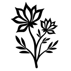 Minimalist Floral Silhouette: Black and White Botanical Design