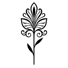 Decorative Floral Vector Ornament, Black and White, Elegant Design