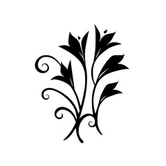 Elegant Black Floral Vector Illustration on White Background