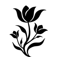 Minimalist Black Floral Design on White Background - Vector Illustration