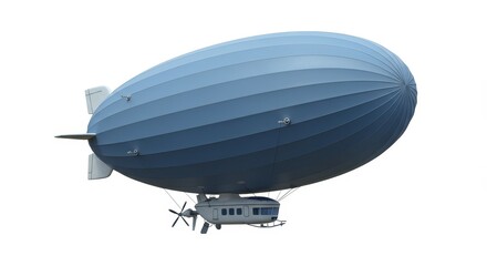 Obraz premium Airship Isolated on White Background - A modern airship floats against a white backdrop, symbolizing adventure, exploration, innovation, elegance, and futuristic travel