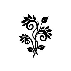 Elegant Black Floral Vector Ornament on White Background
