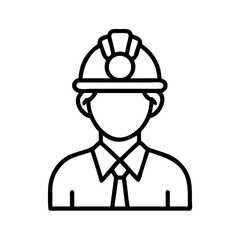 Engineer Wearing Helmet Front View Icon Design