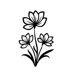 Minimalist Black and White Flower Illustration: Floral Vector Design