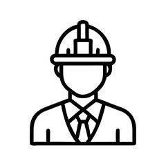 Engineer Wearing Helmet Front View Icon Design