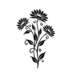 Elegant Black Floral Vector Illustration on White Background