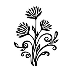 Black and White Floral Vector Illustration for Design Elements