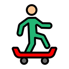 With Skateboard Vector Filled Icon Design