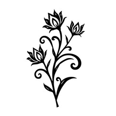 Elegant Floral Vector Illustration: Black & White Botanical Design