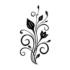 Elegant Black Floral Vector Design on White Background