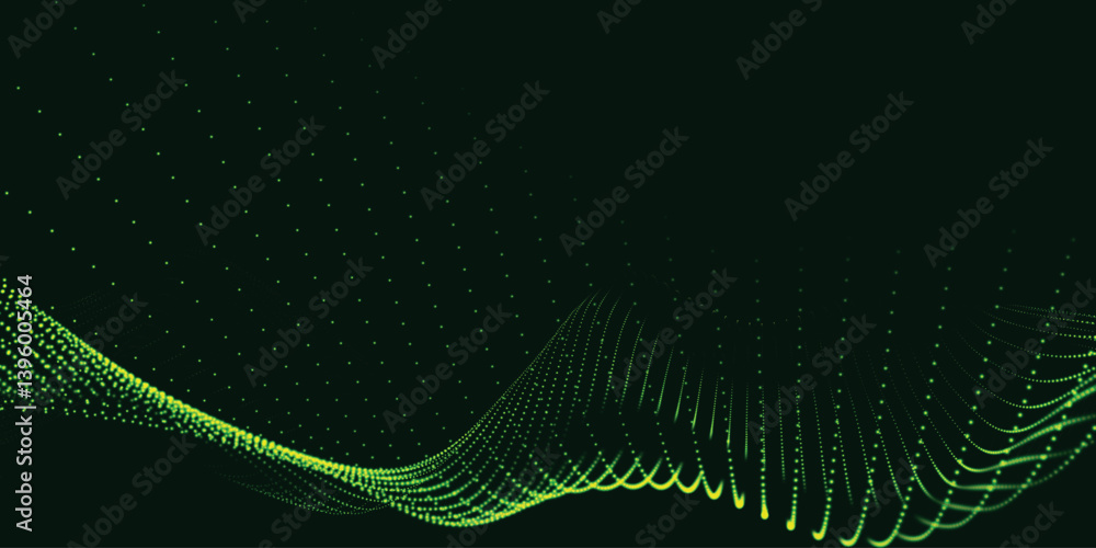 Poster futuristic dot wave. abstract digital particle wave. technology background. colored musical wave. da