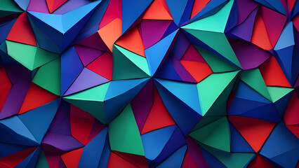 Obraz premium Vibrant Geometric Prismscape: Abstract Polygonal Art with Bold Colors