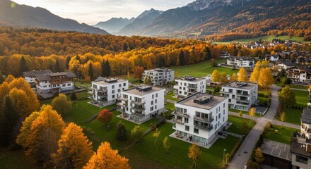 Autumnal Mountainside Apartments - Luxury apartments nestled in a scenic autumnal mountain landscape. Stunning views and tranquil surroundings
